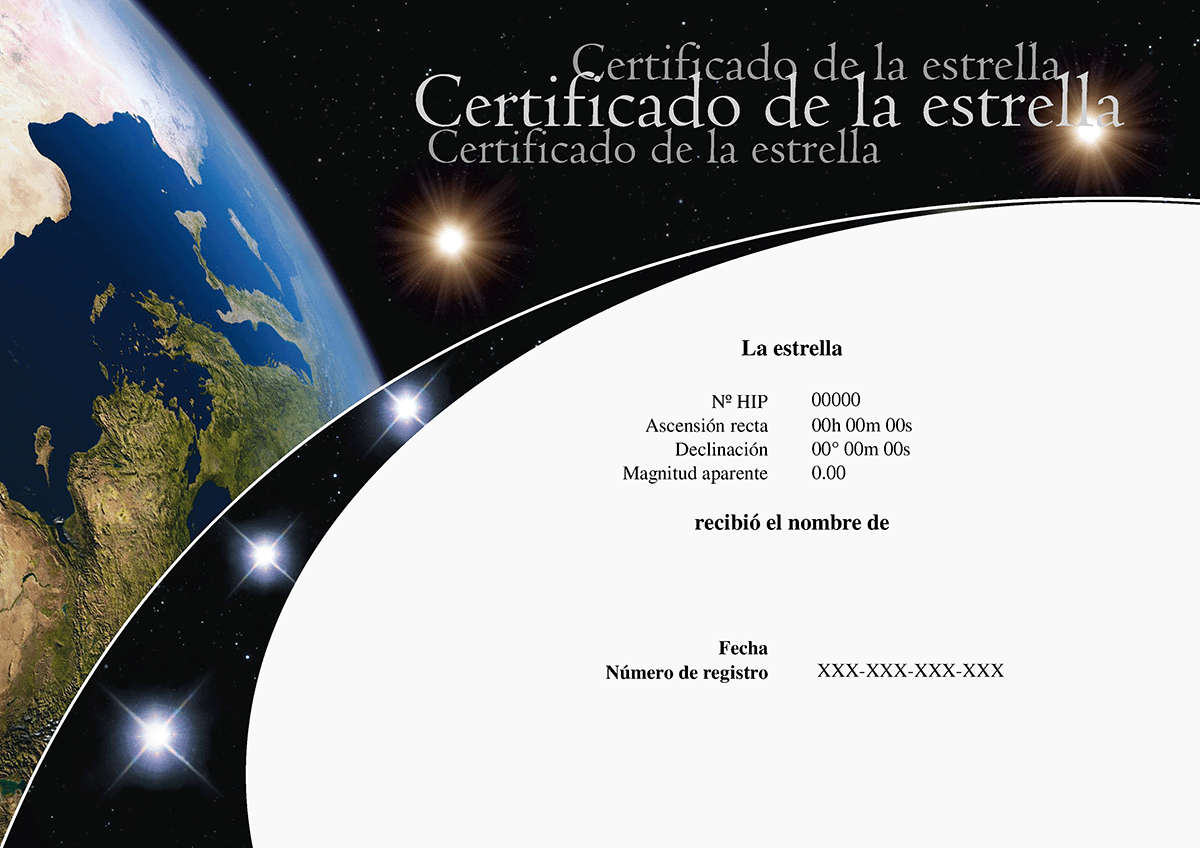 Certificado de la estrella